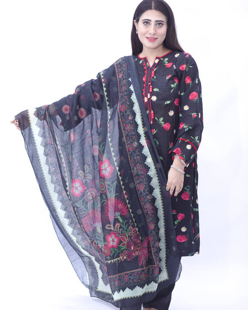 NZSC-716 Stitched 2 Piece Blue Bloom (Shirt+Dupatta) Co Ord Set Lawn